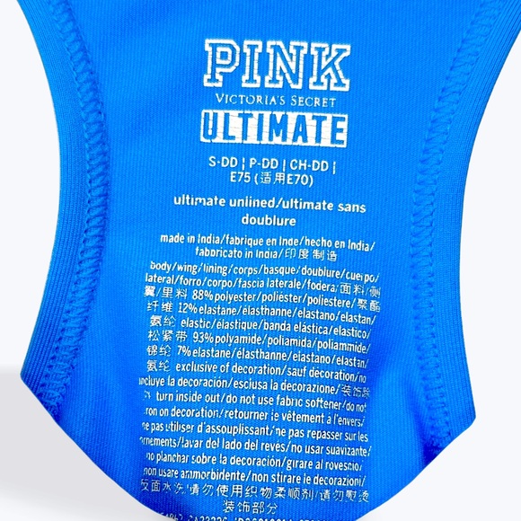 PINK Victoria Secret Ultimate Sports Bra in Blue Logo Print Size Small - Picture 4 of 4